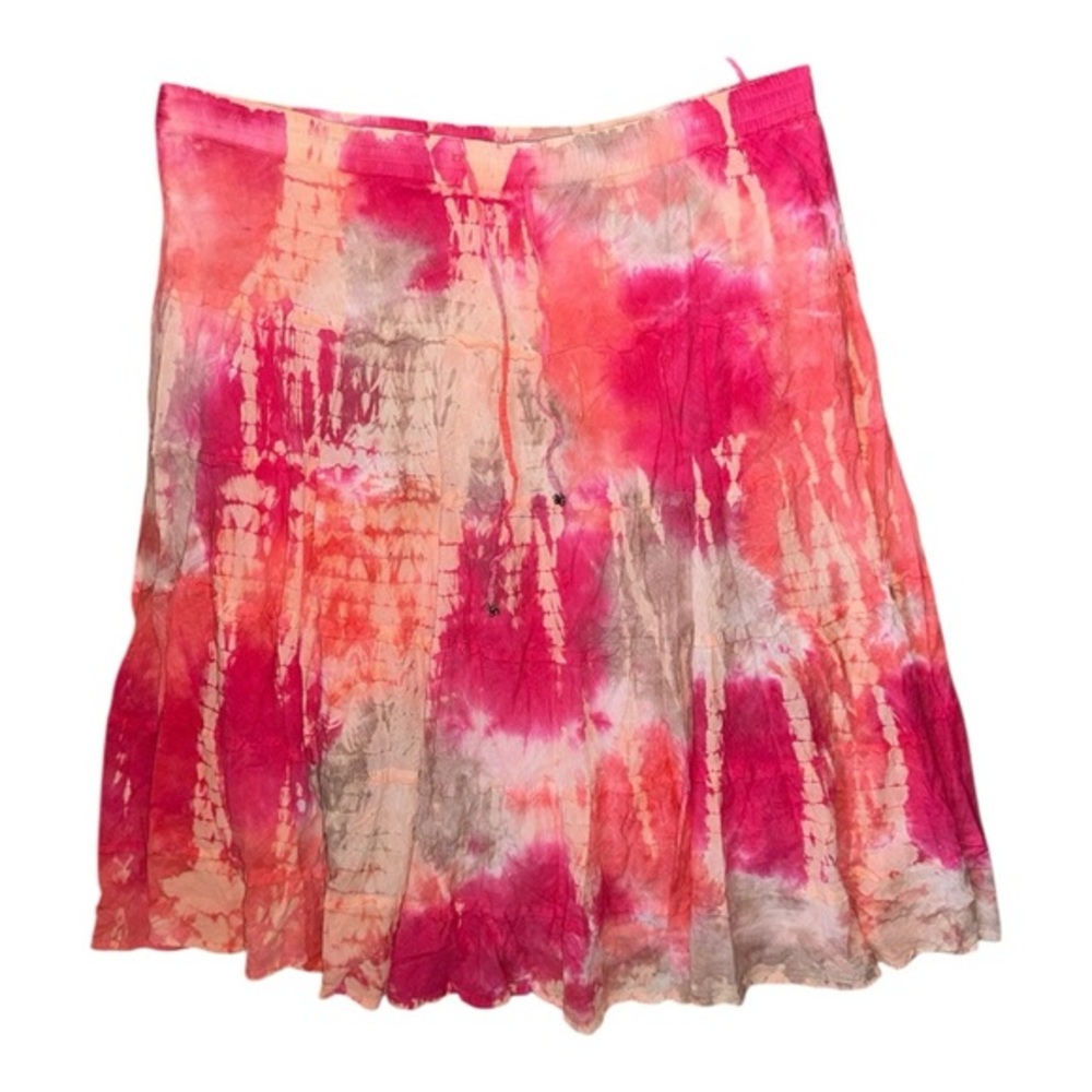 Cato Skirt Womens plus size 22/24W Tie Dye boho lined chiffon multi-pink color